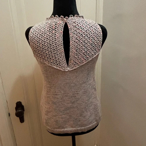 REBECCA TAYLOR mesh neck colorful Sweater Tank Top Size Medium very pretty - Picture 8 of 13